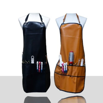 

Professional Barber Apron with Pockets Leather Waterproof PU Hairdressing Apron Cape Cutting Hair Cape for Barber