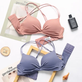 

Fashion Women Underwear Seamless Sexy Beauty Back Criss-Cross Bra Set Sexy Deep V Ladies Adjusted Lingerie Push Up Bra Brief Set