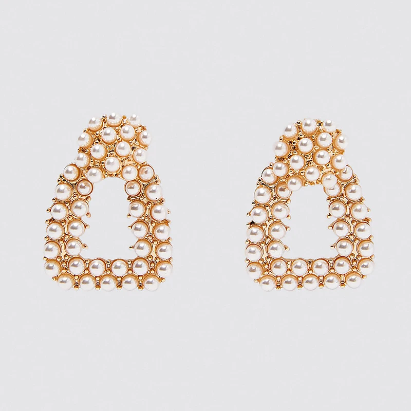 Dvacaman ZA, золотые серьги с кристаллами для женщин, винтажные Геометрические Роскошные стеклянные висячие серьги, металлические квадратные массивные украшения - Окраска металла: 38