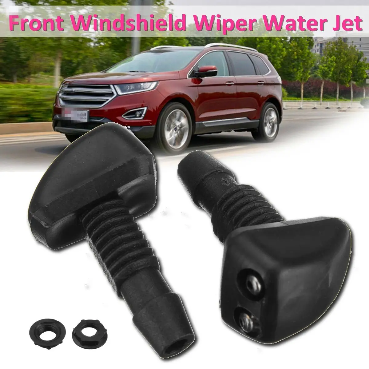Pair of Universal Car Windscreen Washer Wiper Nozzle Front Window Spray Jet |