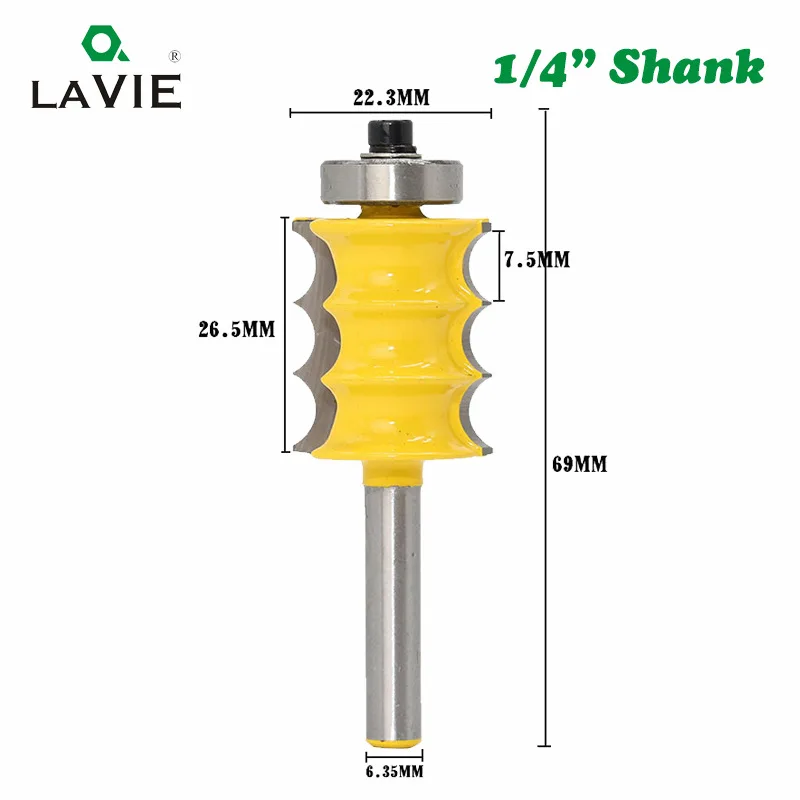 1/4柄 三珠饰刀修边机雕刻机锣刀线条刀