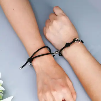 

2Pcs Minimalist Lovers Matching Friendship Bracelet Rope Braided Couple Magnetic Distance Bracelet Kit Lover Jewelry
