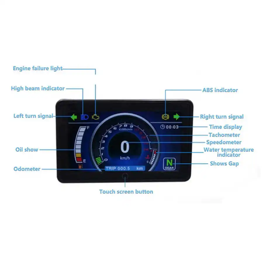 Compteur Kilométrique Numérique Universel LED - Pour Moto, Scooter - Tachymètre, Odomètre - Diamètre 14,1 Cm