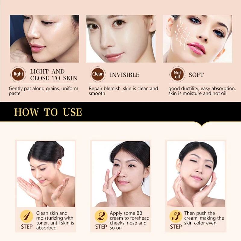 BB CC Face Cream BIOAQUA natural pore cover moisturizing BB & CC Creams whitening beauty face cosmetics foundation makeup base concealer