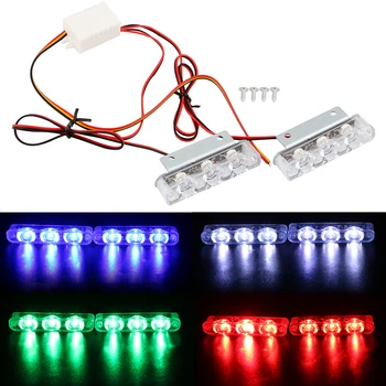 

2Pcs 4 LED Strobe Light Car Truck Motorcycle Police Flashing LED Brake Stop Lights Emergency Warning Rear Tail Lamps 12V