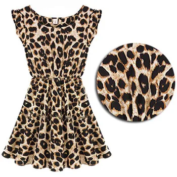 

Leopard Printing Dress Women Casual Short Sleeve Summer Chic Mini Dress O-Neck A-line High Waist Dress ropa mujer #33