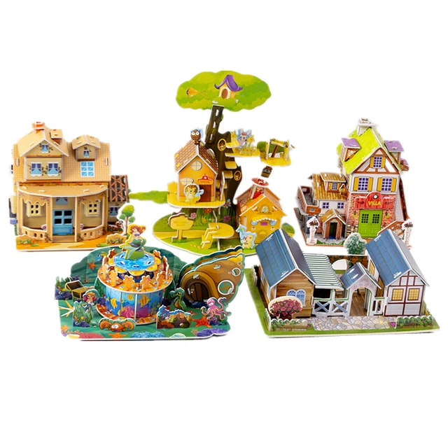 Puzzle 3d De Construction De Château En Carton, Modèle De Construction De  Château De Dessin Animé, Jouets Éducatifs Faits À La Main, Cadeaux Pour  Enfants - Énigmes - AliExpress