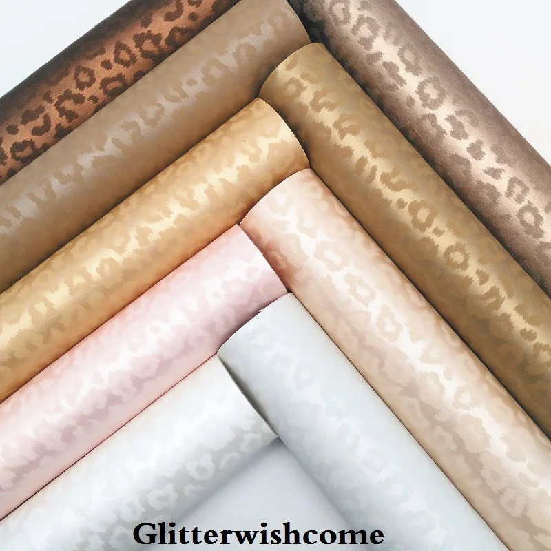 Glitterwishcome 21X29CM A4 Size Vinil Para Lazos Faux Leather Sheets Printed Leopard for Bows GM3060A | Дом и сад