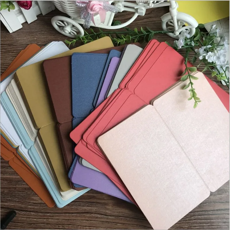 10pcs/lot Nostalgic Retro Birthday Greeting Party Postcard DIY Handmade Fold Color Holiday Blank Greeting Card Stationery
