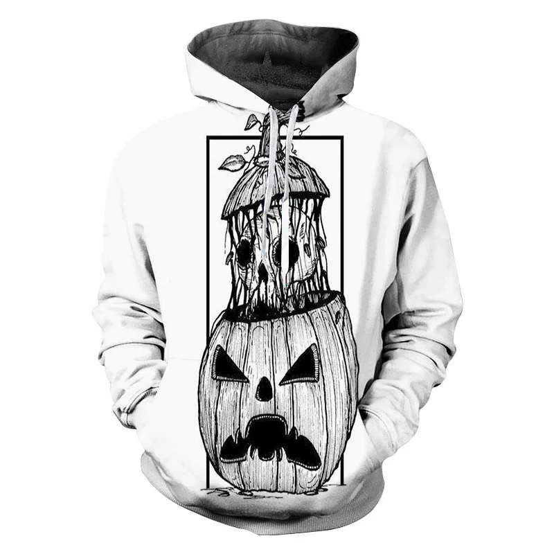 Черно-белая толстовка с изображением тыквы для мужчин Sudaderas Para Hombre толстовки