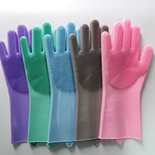Волшебные многоразовые силиконовые перчатки, щетка для чистки, перчатки, термостойкие для мытья посуды, для чистки шерсти домашних животных