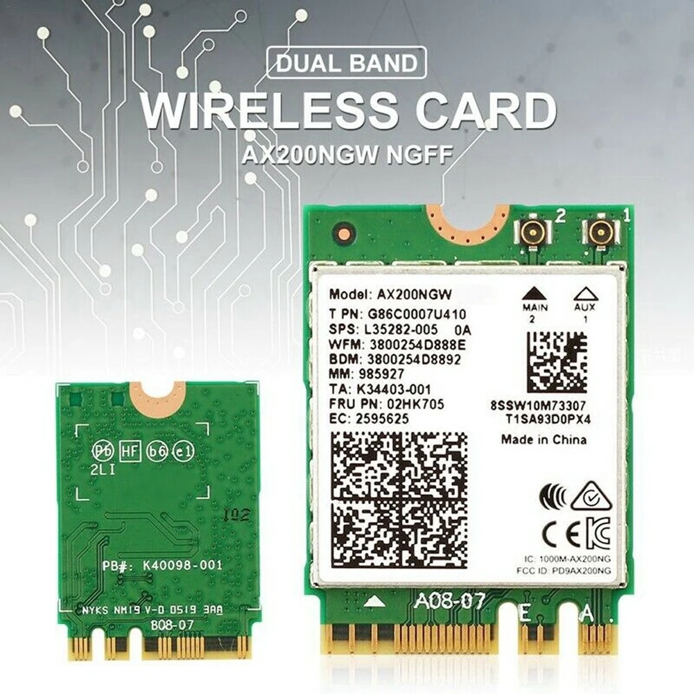 Comprar 2,4 Gbps AX200NGW adaptador WIFI Antena de doble banda tarjeta inalámbrica Red interna accesorios estable Bluetooth 5,0 WLAN de alta velocidad