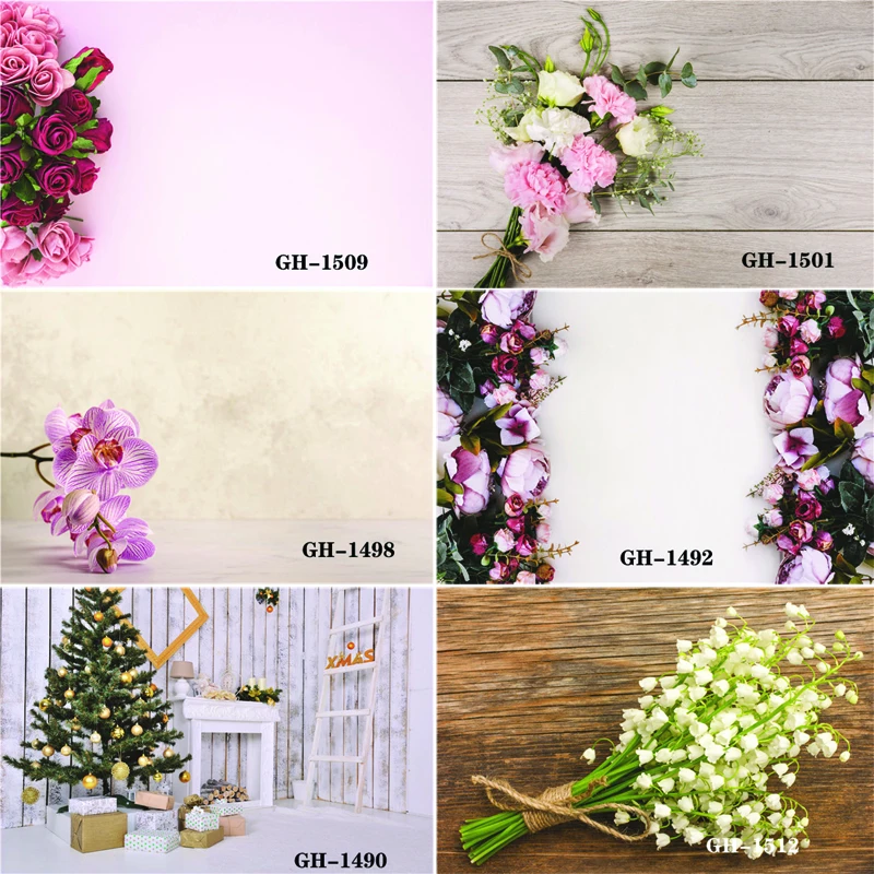 

Vinyl Custom Photography Backdrops Prop Flower and Wooden Planks Theme Photography Background #0146