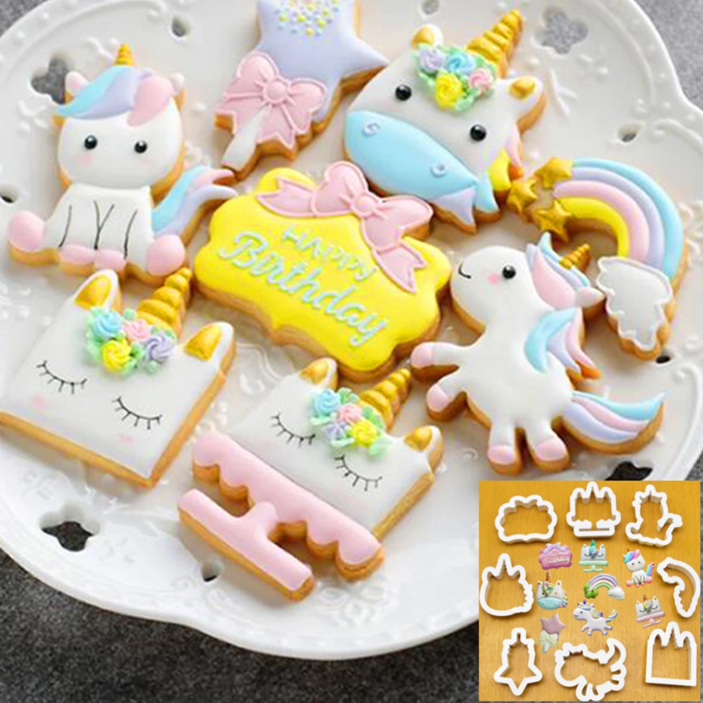 8 unids/set bricolaje lindo dibujo animado unicornio caballo forma dulce de caramelo, torta, galleta cortador de moldes para galletas moldes de Decoración de cocina para hornear herramientas|Utensilios para galletas| - AliExpress