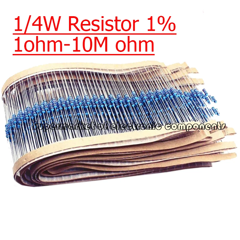 100 шт. 1/4W 1R ~ 22M 1% металлического пленочного резистора 100R 220R 1K 1 5 K 2 4 7 10K 22K 47K к 220 1K5 2K2