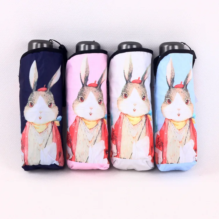 

Currently Available New Style Rabbit Vinyl Slidable Five-fold Umbrella Compact And Lightweight Full Blackout Parasol Umbrella Fo