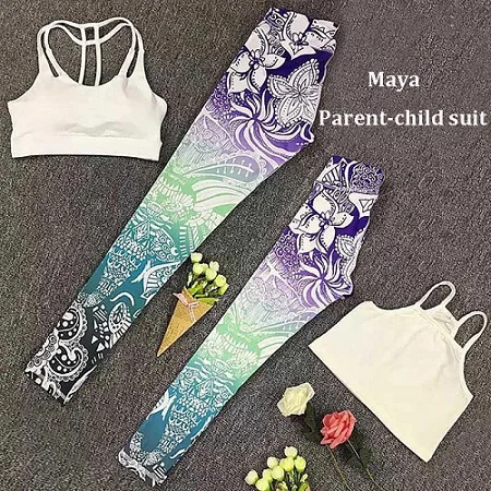 High Waist Leggings Sport Women Fitness with kids children Running Yoga Pants Energy Seamless Gym Girl leggins Parent-child set - Цвет: C1803