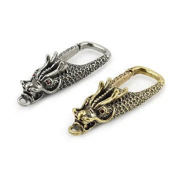 

1pcs Brass Dragon Key Chain Personality Universal Buckle Outdoor Small Pocket EDC Tool Hanging Buckle