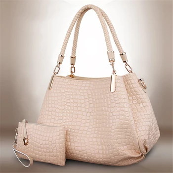 

2pcs /set Luxury Crocodile Pattern Shoulder Bag Women Brand Designer Large Capacity Shoulder Messenger Bag Billetera Mujer Femme