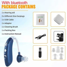  Bluetooth Hearing Aid Deaf Sound Amplifier Audifonos USB Hearing Aid Elderly Deaf Mini Rechargeable Adjustable Tone Call 
