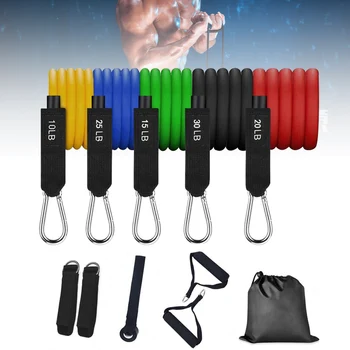 

11Pcs Training Resistance Bands Set Exercise Bands Door Anchor Handles Waterproof Carry Bag Legs Ankle Straps YA88