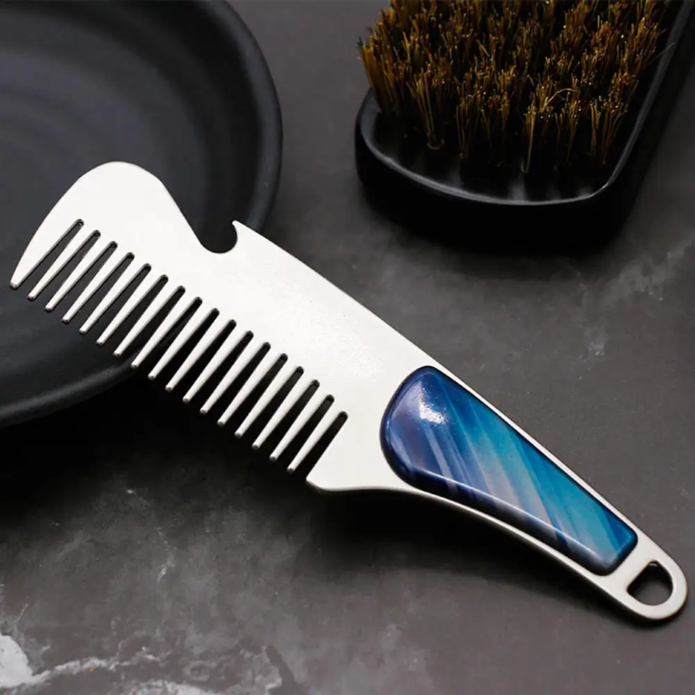 Stainless Steel Wood Grain Handle Silver Tooth Portable Male Comb Cool Styling Practical Beard | Красота и здоровье