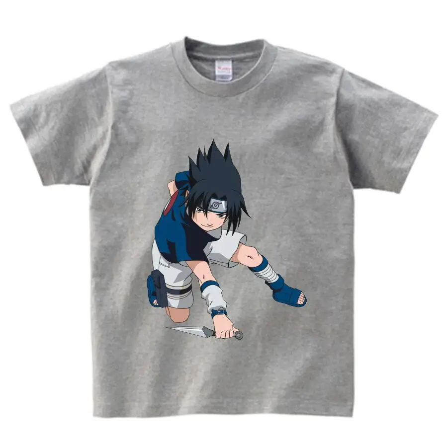 От 2 до 15 лет, новая футболка с японским аниме Детская футболка с рисунком Наруто летняя футболка с короткими рукавами для маленьких мальчиков и девочек брендовые футболки - Цвет: gray childreT-shirt