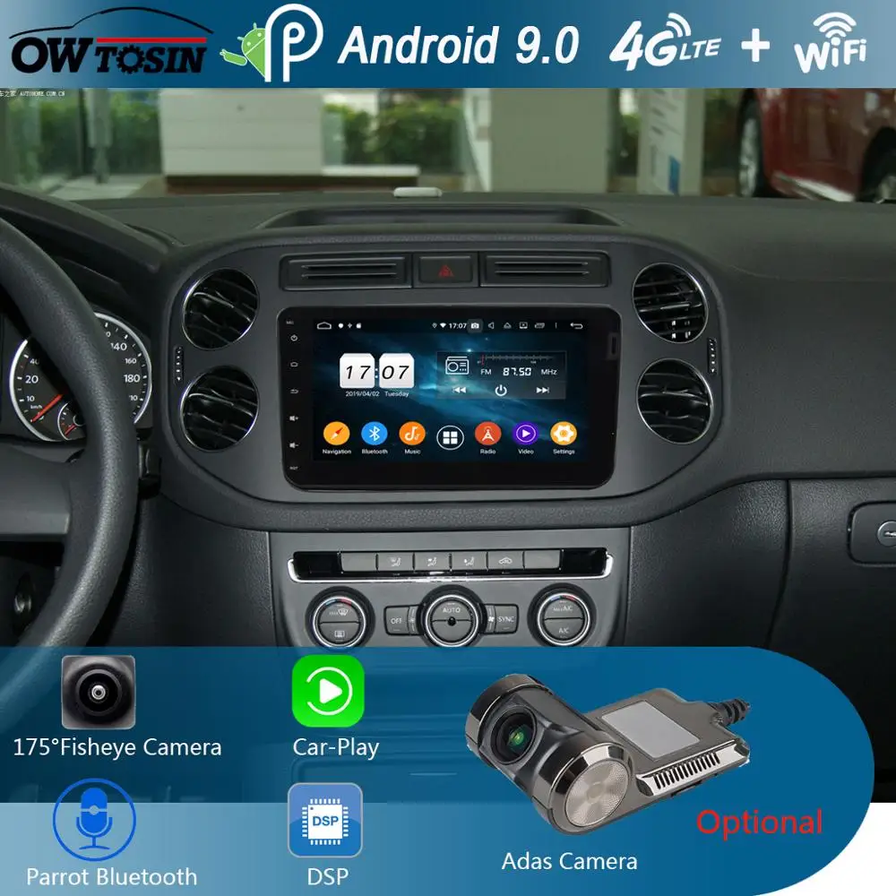 Автомобильный мультимедийный GPS радиоприемник 1280*720 8 ядер 4 Гб + 64 ГБ Android 9 0 для VW