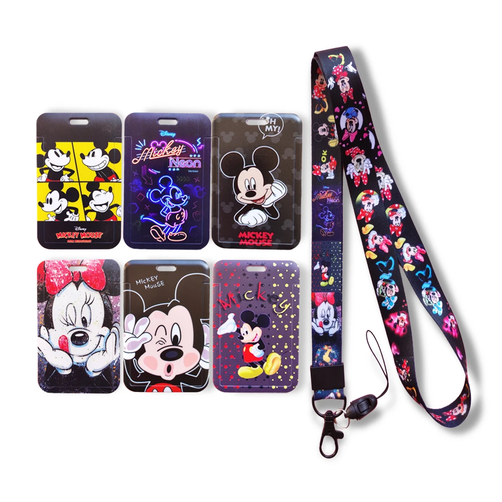 Disney Mickey Minnie Mouse Women's Id Business Badge Card Case Frame Abs  Employee Case Cover Student Lanyard Name Card Holder - Card & Id Holders -  AliExpress