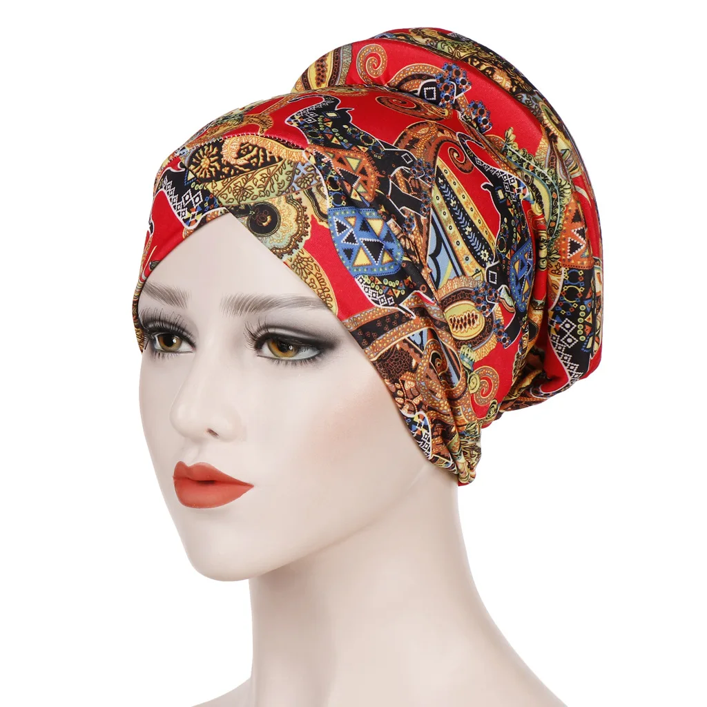 New Leopard Printed Turban Cap Sponge Muslim Hat Ethnic Costume Hat Chemotherapy Cap Female Bandanas Headwear Hair Accessories - Цвет: 4