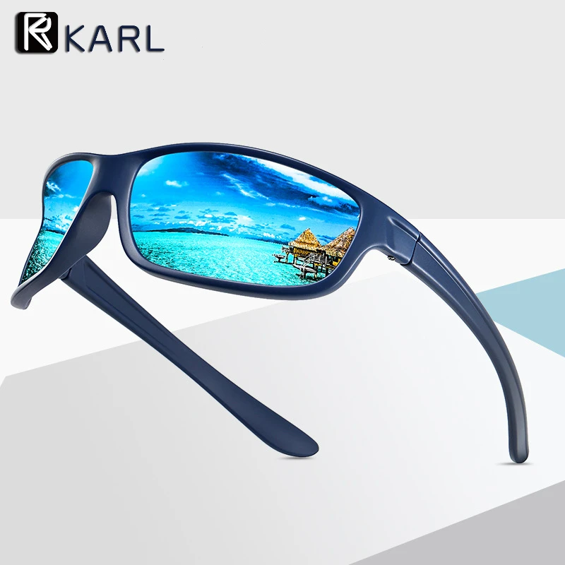 

KARL Fashion Sports Sunglasses Men Polarized Lenses UV400 Protection TR90 Rectangle Frame Sun Glasses Driving Shades Goggles