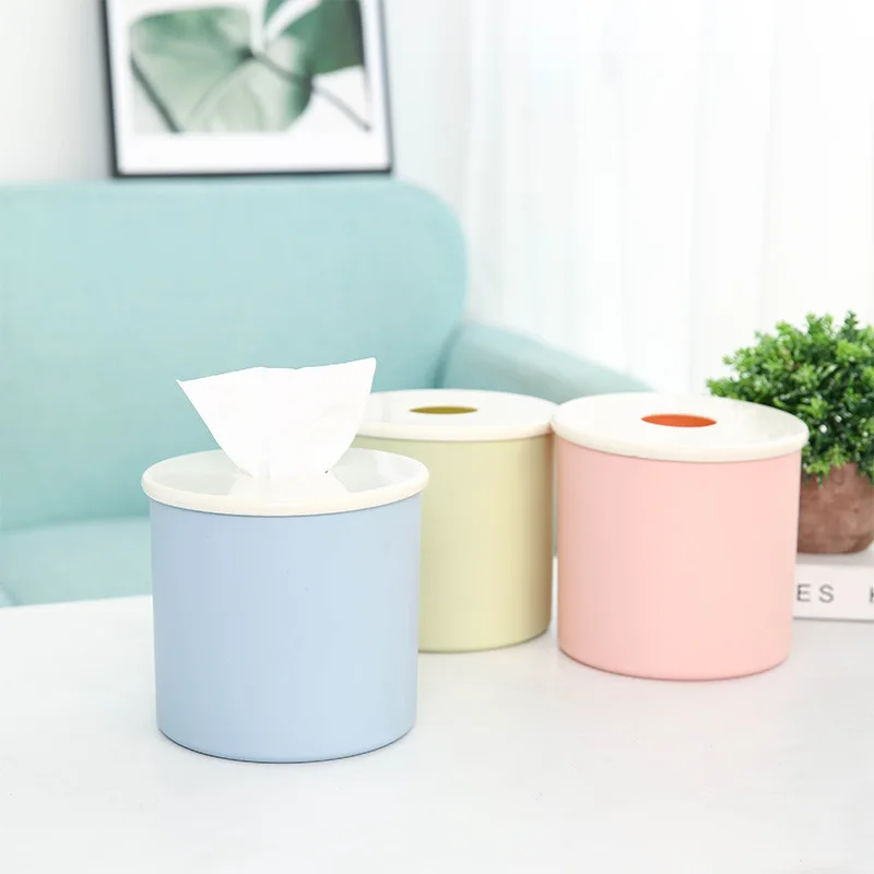

Home Kitchen Plastic circle Tissue Box Solid Napkin Holder Case Simple Stylish Kable Kichen Bathroom Accessory