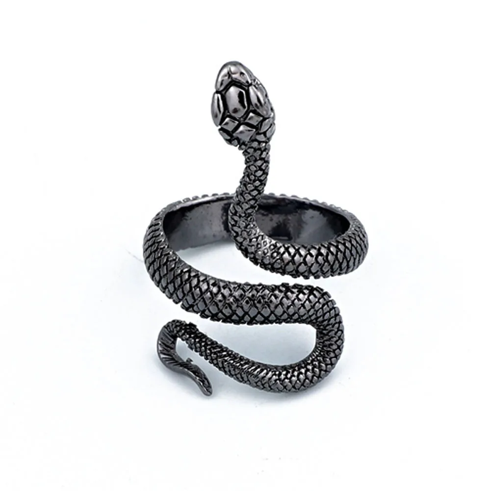 1 шт стереоскопическое Новое Ретро панк увеличенное кольцо в виде змеи модное индивидуальное кольцо в виде змеи регулируемое кольцо ювелирные изделия в подарок - Окраска металла: Black