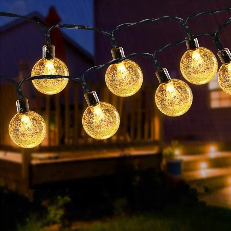 Luci A Stringa Solare Per Esterni 50Led Globe Fairy Luci Impermeabili 8 Modalità Per Garden Yard Home Christmas Party Wedding Festival