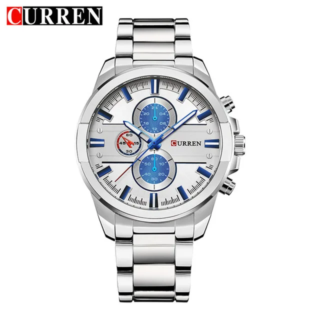 white white Новинка relogio masculino Curren Роскошные, Брендовые мужские деловые наручные часы из стали, мужские повседневные водонепроницаемые кварцевые часы - Цвет: white white