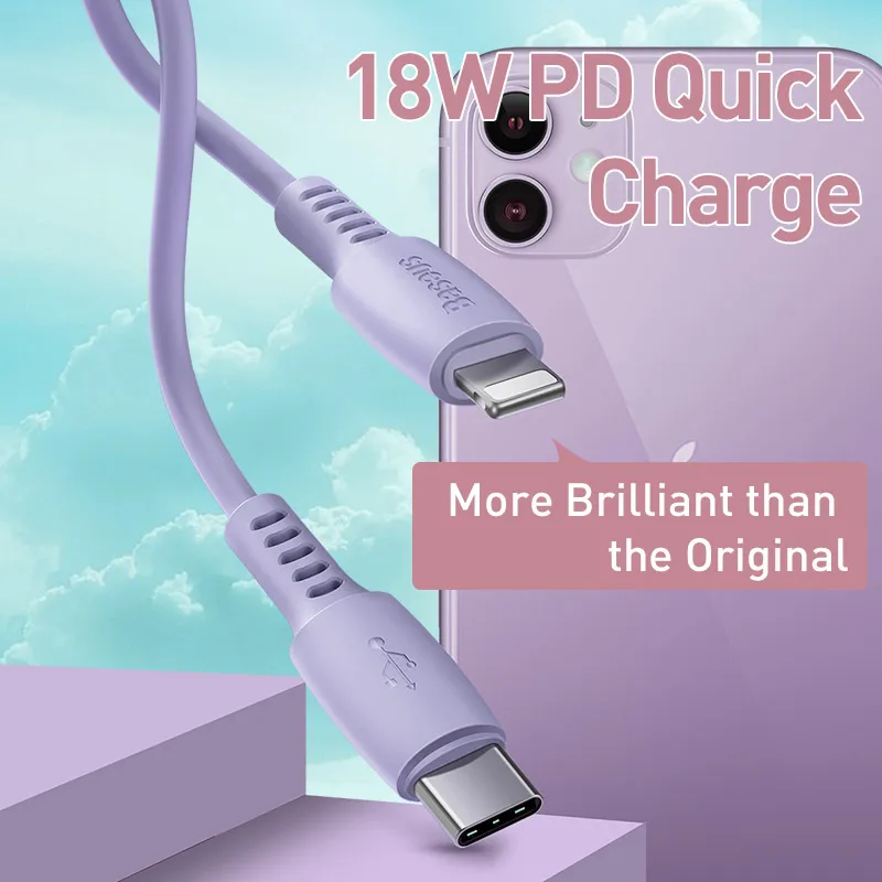 Baseus usb type C для Lightning Кабель для iPhone 11 Pro XS Max XR X 8 Plus 18 Вт Быстрая зарядка цветной USB кабель PD зарядный кабель