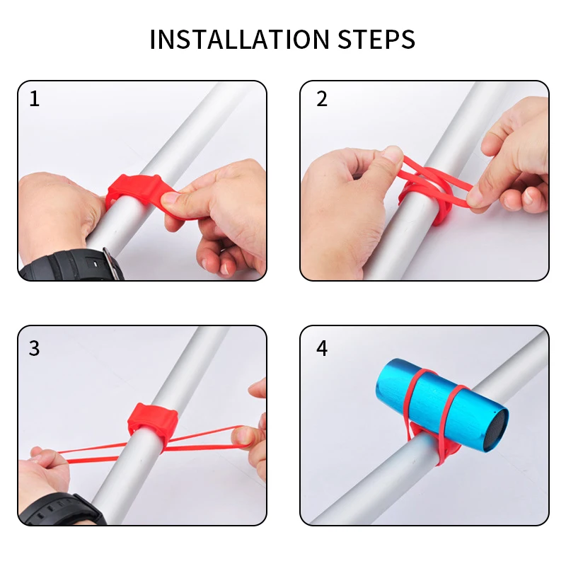 2PCS Silicone Elastic Bicycle Handlebar Belt Bike Light Strap Bandage Torch Bands Flashlight Clip Bicycle Light Torch Holder