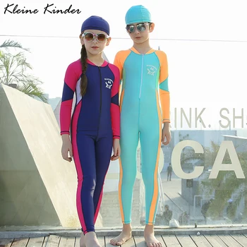 

Children Swimwear Long Sleeve Sun Protection Kids Diving Suit 2020 Summer New Quick Dry Bathing Swimming Suit for Big Girls Boys
