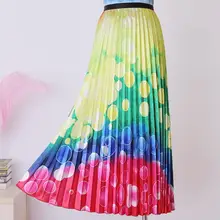 Осенняя Новая красочная юбка с принтом пузыря Женская высокая талия тонкая модная плиссированная юбка в горошек