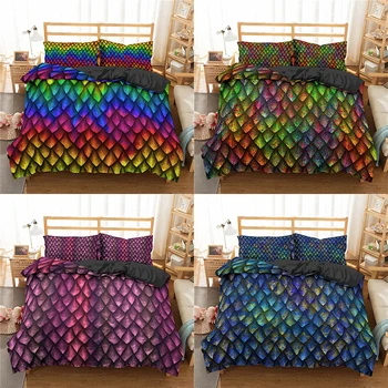 

ZEIMON 3D Printed Geometric Bedding Set Soft Family Microfiber Duvet Cover Pillowcase Bedclothes For Home Decor