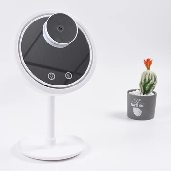 

Fan cosmetic mirror LED lamp magnifying glass four in one desktop touch screen makeup mirror vanity mirror mirror lights