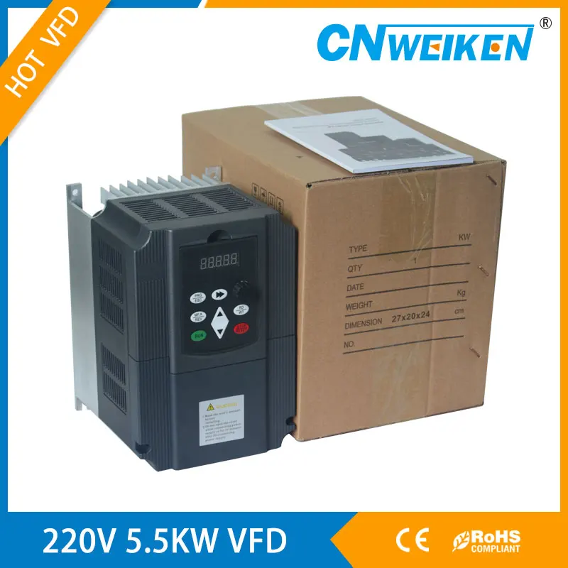 

5.5KW 220V AC Single Phase Input Frequency Inverter 20A 220V 3 Phase Output V/F Motor Drive Frequency Converter 50/60Hz
