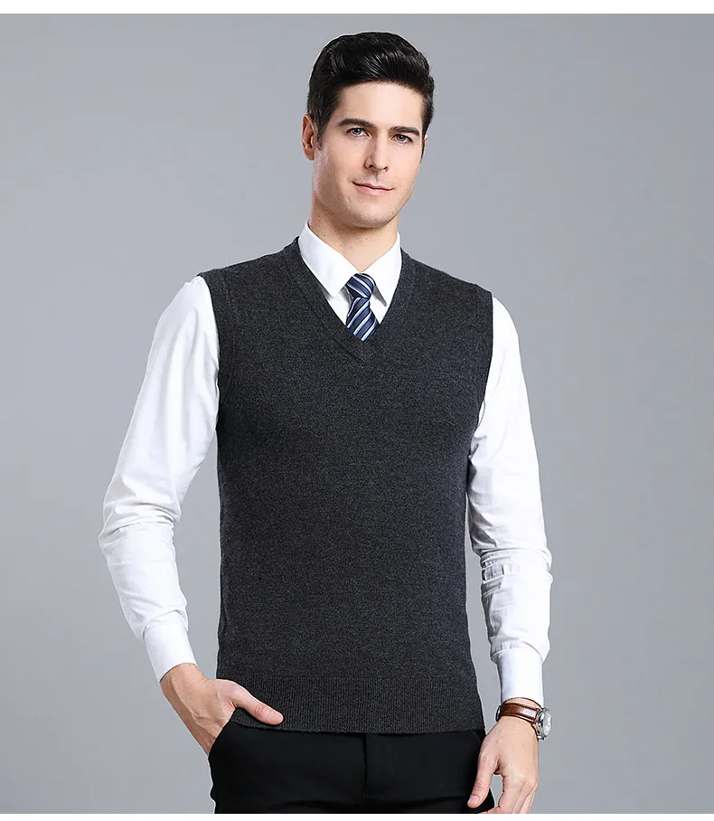 MACROSEA мужской зимний шерстяной пуловер для мужчин толстый v-образный вырез свитера без рукавов однотонный удобный деловой вязаный жилет 7851