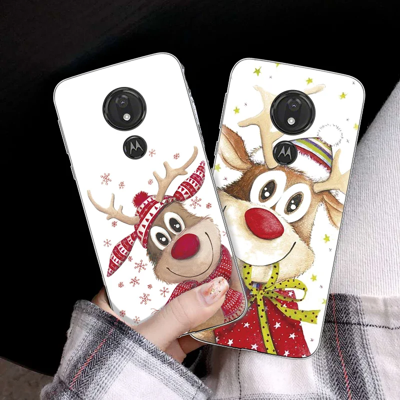 

Cute Christmas Deer & Snowman Cover For Motorola Moto G7 Power E5 Z4 Z3 Z2 Z G6 G4 Play Go G6 G5S G5 G4 E5 E4 C Plus G3 One Case