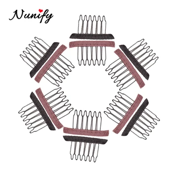 

Nunify 10-20Pcs Hair Clip Diy Black Wig Combs Convenient For Wig Caps Stainless Steel Wig Clips 6-8 Teeths Hair Extesion Clip