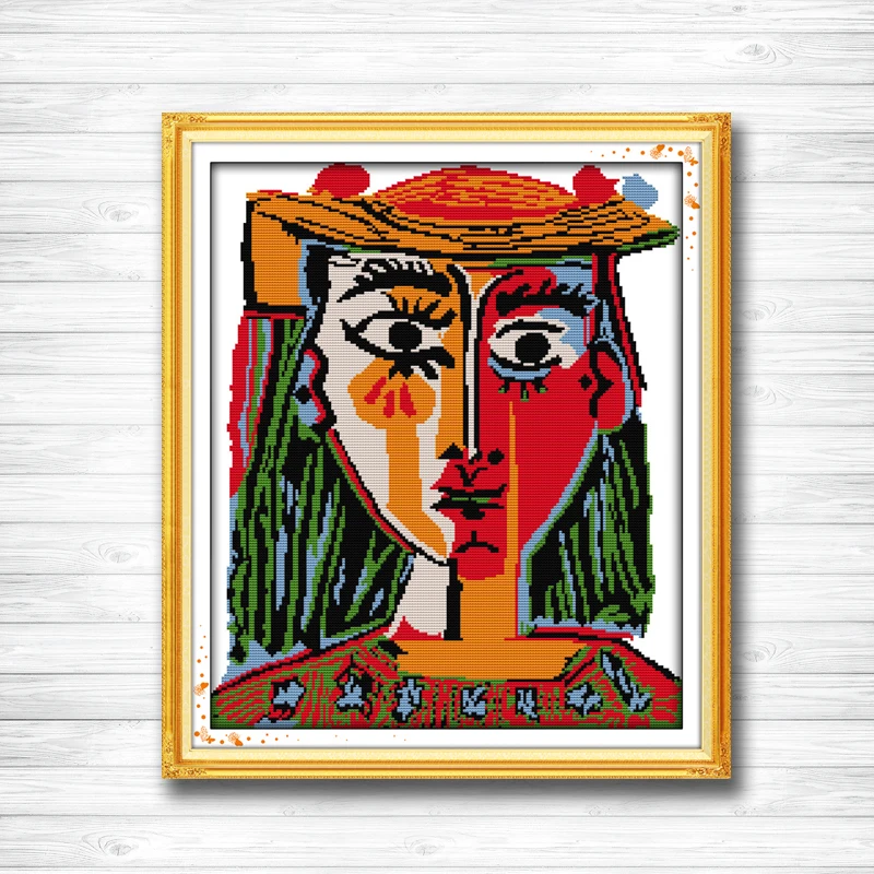 

Picasso wear a hat of the woman oil painting Needlework DMC Cross stitch 11CT 14CT cross stitch kits embroidery needlework sets