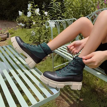 

MLJUESE 2021 women ankle boots soft Cow leather winter short plush lace up round toe high heels equestrian boots party dress