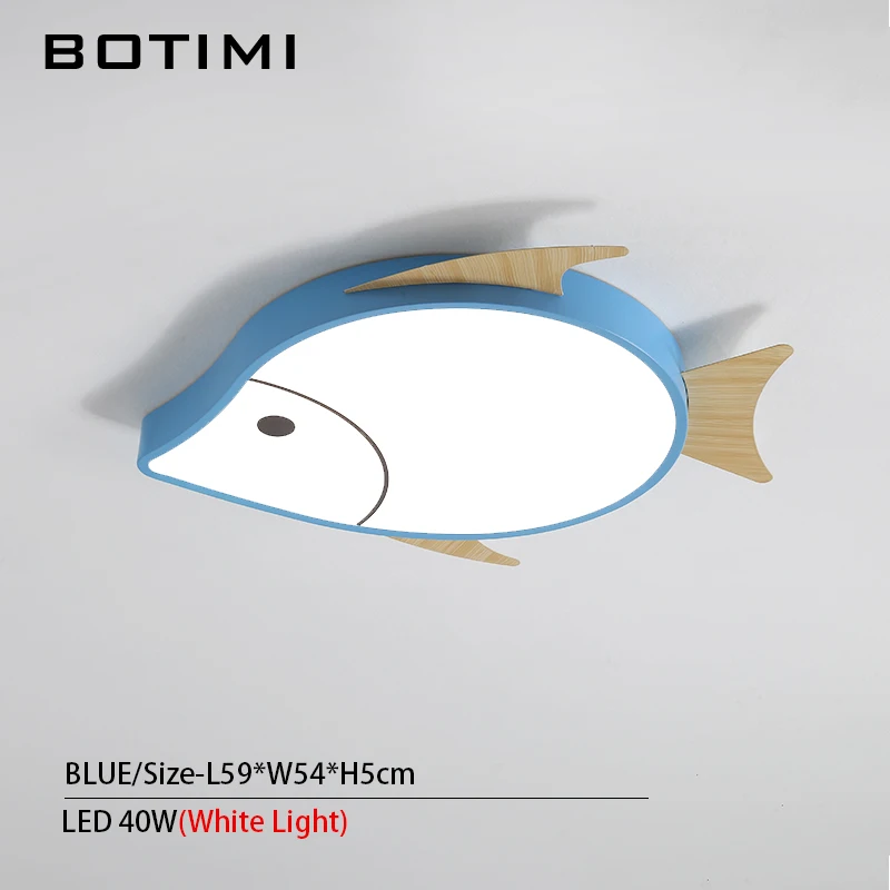 BOTIMI светодиодный потолочный светильник в форме рыбки для детей, спальни, комнаты для девочек, освещение для мальчиков - Цвет корпуса: Blue-White Light