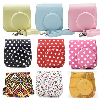

Roadfisher Vintage Leather Camera Bag Insert Case Cover Sheath Pouch Belt Strap For Polaroid Fuji Mini8 Fujifilm Instax Mini 8