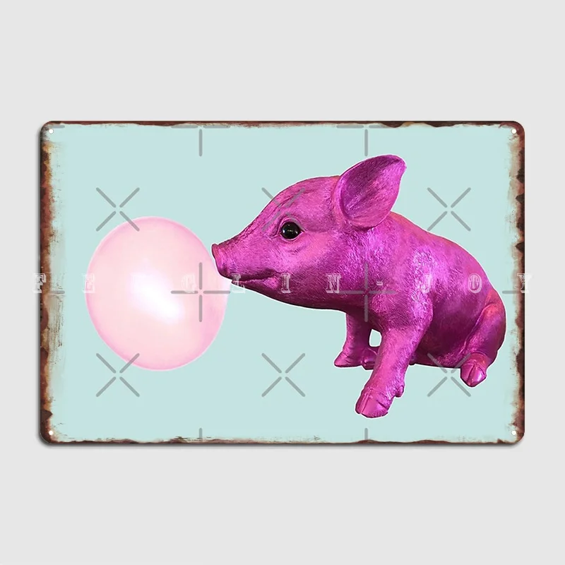 

Pink Pig Right Metal Sign Wall Cave Club Bar Classic Plaques Tin Sign Poster